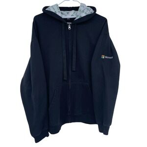 Mens Xbox Black Full Zip Hoodie XL Gaming Microsoft Logo Gamer‎ Sweatshirt